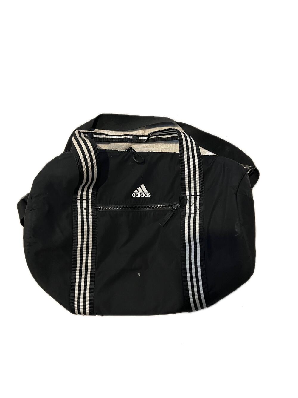 Adidas VFA Roll Duffel bag in black w white stripes